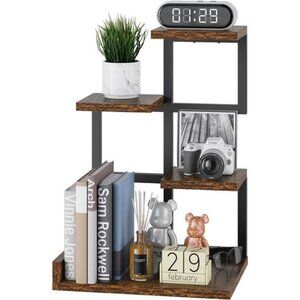 Desktop Shelf Organizer 4 Tier Desk Storage Small Bookshelf Office Home Decor